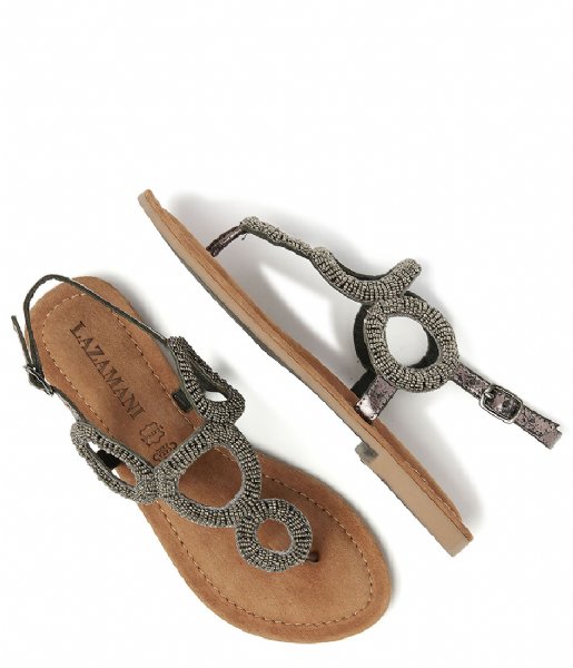 Lazamani Sandal Toe Sandals Rounds With Beads Pewter