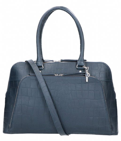 LouLou Essentiels Laptop Shoulder Bag Bag Vintage Croco 15 Inch Dark Blue 050