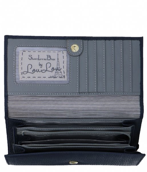 LouLou Essentiels Flap wallet SLB Beau Veau Silver Dark Blue 050