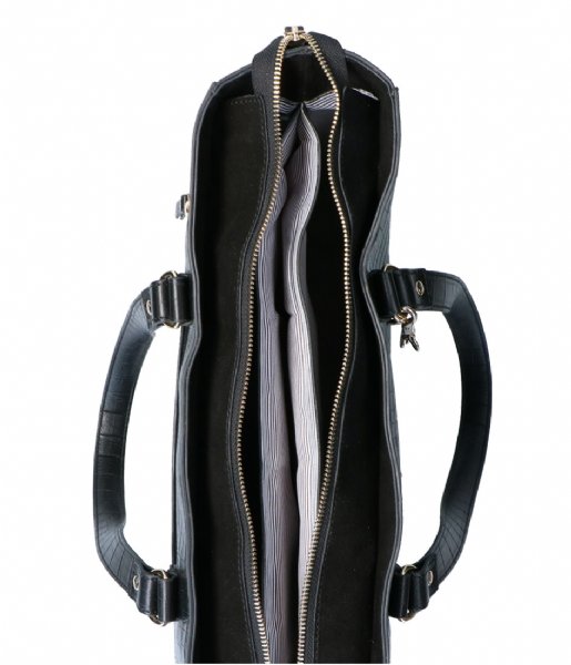LouLou Essentiels Laptop Shoulder Bag Classy Croc Black (001)