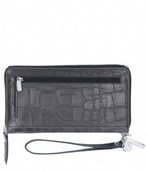 LouLou Essentiels Zip wallet Vintage Croco Black (001)