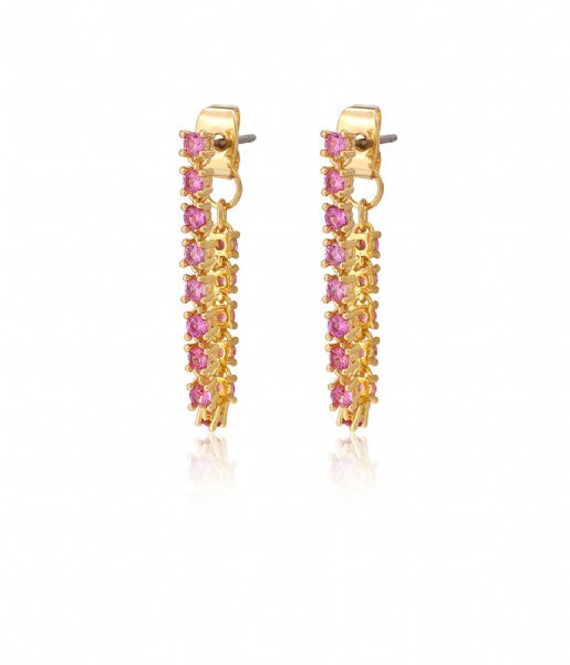 LUV AJ Earring Ballier Chain Studs Pink Gold Plated