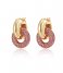 LUV AJ Earring Pave Interlock Hoops Pink Gold Plated