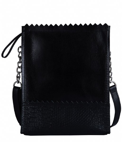 MYOMY Crossbody bag My Paper Bag Baggy Medium mix anaconda & hunter waxy black (10611708C)