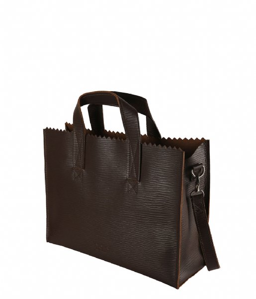 MYOMY Shoulder bag My Paper Bag Handbag Crossbody boarded dark brown (1067-6067)