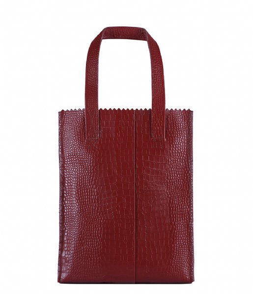 MYOMY Shoulder bag My Paper Bag Zipper Long Handles New croco burgundy (1027-6001)