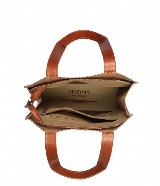 MYOMY Shoulder bag My Paper Bag Zipper Long Handles New hunter waxy cognac (1027-6034)