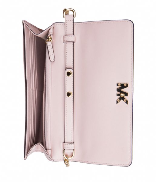 Michael Kors  XL Wallet On A Chain soft pink & gold hardware