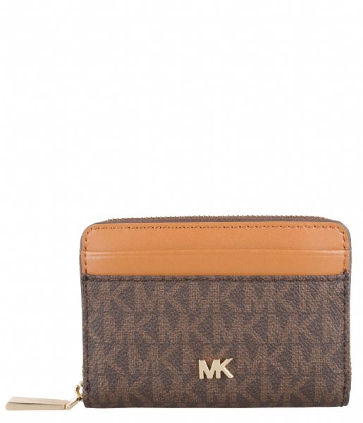 Michael Kors Zip wallet Coin Card Case brown acorn & gold colored hardware