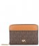 Michael Kors Zip wallet Coin Card Case brown acorn & gold colored hardware