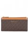 Michael Kors Zip wallet Large Slim Card Case brown acorn & gold colored hardware