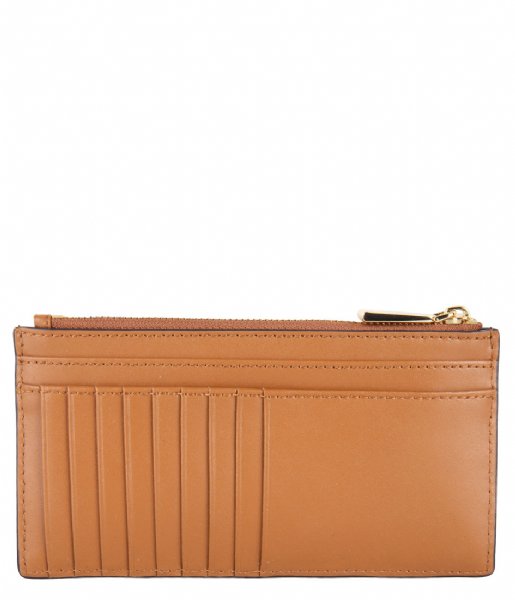 Michael Kors Zip wallet Large Slim Card Case brown acorn & gold colored hardware