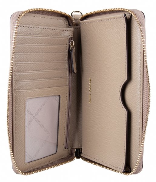 Michael Kors Zip wallet Large Flat Phone Case truffle & gold colored hardware