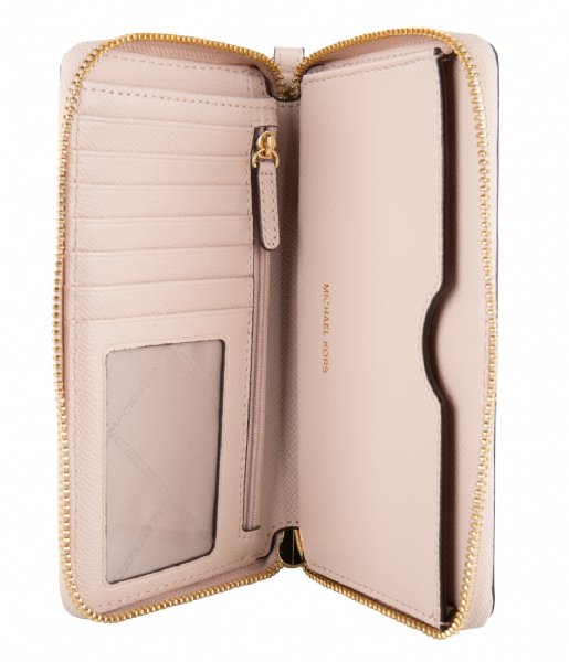 Michael Kors Zip wallet Jet Set Large Flat Phone Case soft pink & gold colored hardware