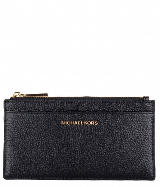 Michael Kors Zip wallet Jet Set Large Slim Card Case black & gold hardware