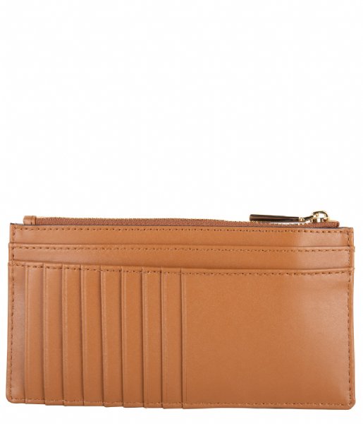 Michael Kors Zip wallet Jet Set Large Slim Card Case brown acorn & gold hardware