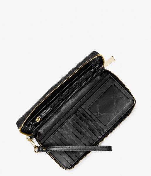 Michael Kors Zip wallet Jet Set Travel Continental butterscotch black & gold colored hardware