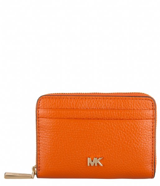 Michael Kors Zip wallet Mott Coin Card Case burnt orange & gold hardware