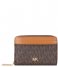 Michael Kors Zip wallet Mott Zip Around Card Case brown acorn & gold hardware
