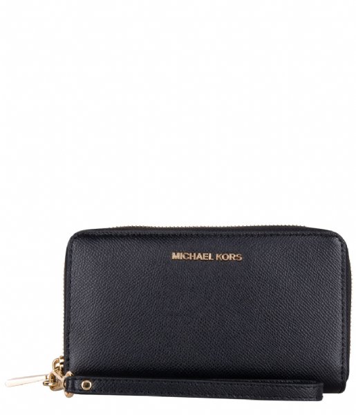 Michael Kors Zip wallet Jet Set Large Flat Phone Case black & gold colored hardware