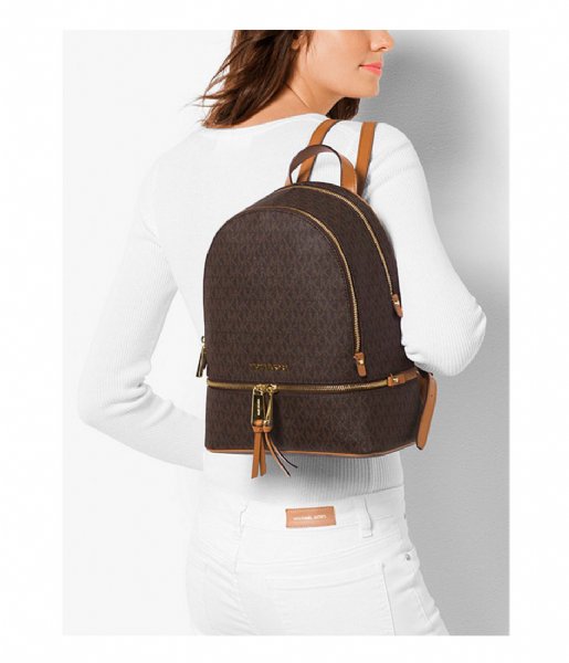 Michael Kors Everday backpack Rhea Zip Medium Backpack brown & gold colored hardware
