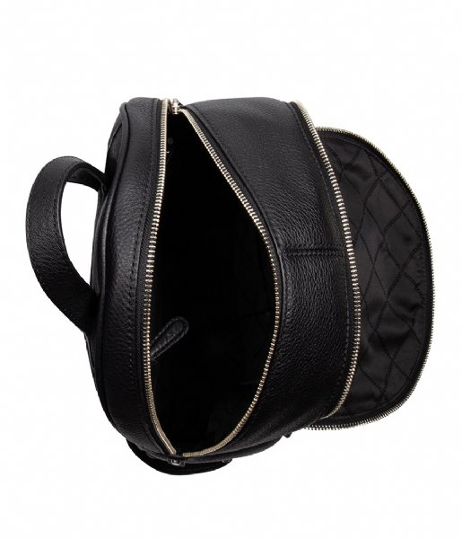 Michael Kors Everday backpack Rhea Medium Leather Backpack black & silver colored hardware