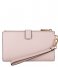 Michael Kors Bifold wallet Double Zip Wristlet Soft pink & gold hardware