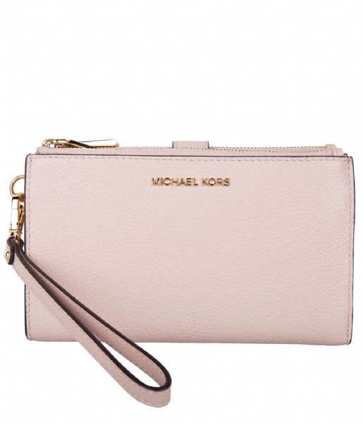 Michael Kors Bifold wallet Double Zip Wristlet Soft pink & gold hardware