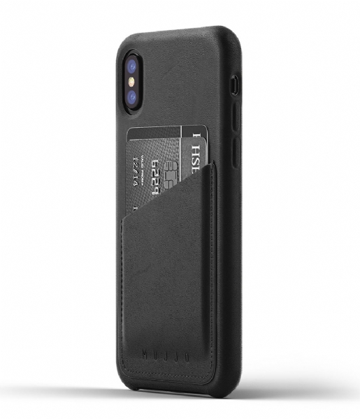 Mujjo Smartphone cover Leather Wallet Case iPhone X matte black