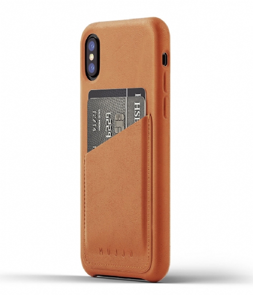 Mujjo Smartphone cover Leather Wallet Case iPhone X saddle tan