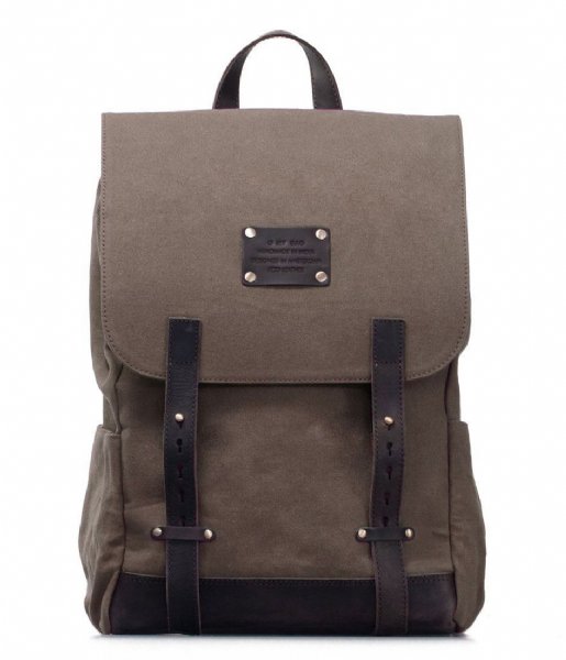 O My Bag Laptop Backpack Mau Backpack 15 Inch olive waxed canvas / dark brown hunter