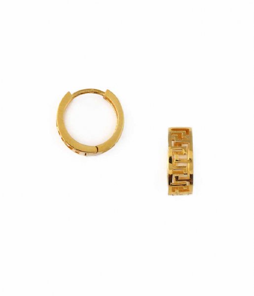 Orelia Earring grecian key huggie hoop Gold colored