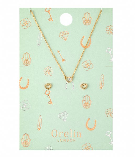 Orelia Earring Open Heart Earring Necklace pale gold plated (22086)