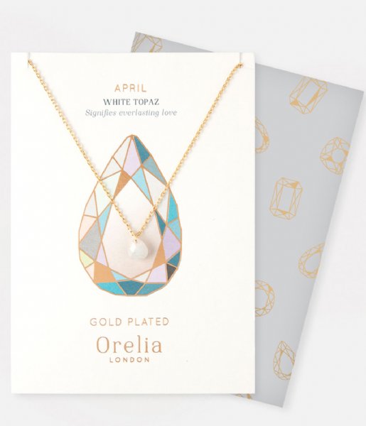 Orelia Necklace April Birthstone Gift Envelope white topaz (23160)