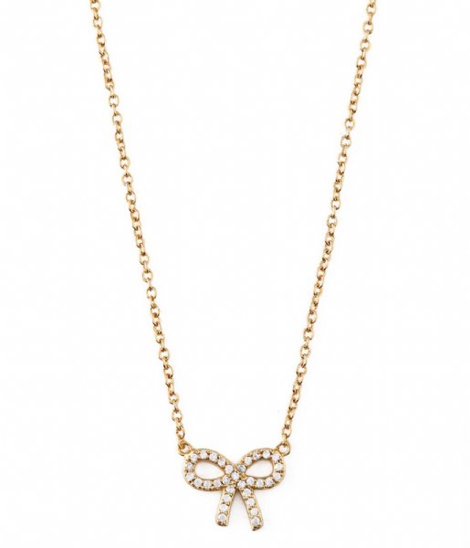 Orelia Necklace Pave Bow Ditsy Necklace Gold colored