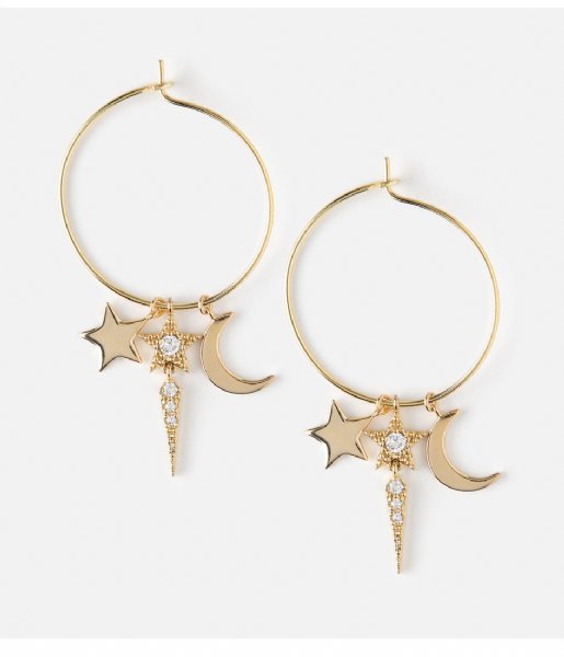 Orelia Earring Celestial Charm Cluster Hoops pale gold plated (23310)