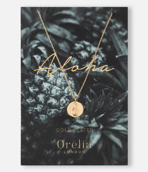Orelia Necklace Aloha Pineapple Disc Subrange gold plated (ORE24310)