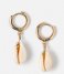 Orelia Earring Cowrie Shell Huggie Hoop gold white plated (ORE24342)