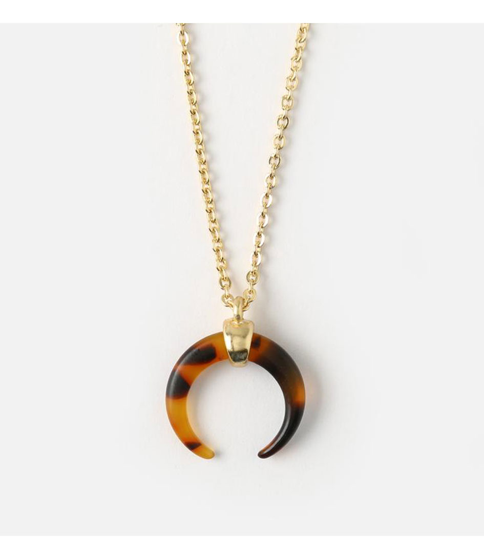 Orelia Necklace Tortoiseshell Cresecent Ditsy Necklace gold tortoise brown plated (ORE24274)