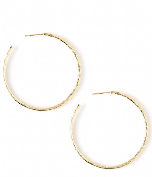 Orelia Earring Hammered Hoop Earrings pale gold plated (ORE23088)