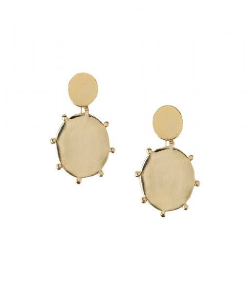 Orelia Earring Beaded Double Disc Drop Earrings pale gold plated (ORE25046)