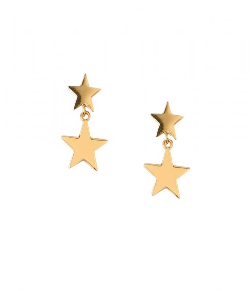 Orelia Earring Double Star Drop Stud Earrings pale gold plated (ORE25048)