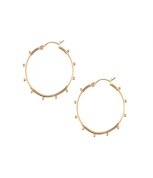 Orelia Earring Metal Beaded Hoop Earrings pale gold plated (ORE24070)