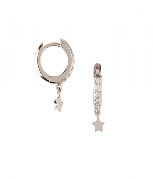 Orelia Earring Pave Huggie With Star Drop silver plated (ORE22929)