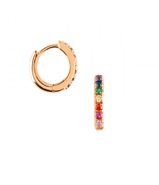 Orelia Earring Rainbow Pave Huggie Hoop gold plated (ORE22922)