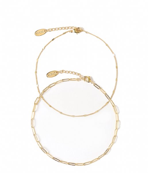 Orelia  Curb And Figaro Chain Anklet gold plated (ORE24560)