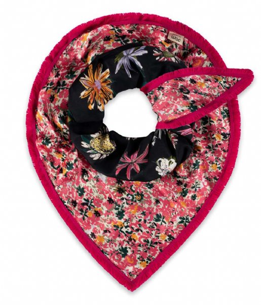 POM Amsterdam Scarf Double Flower Love Pink Ivory