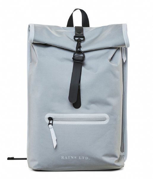 Rains Laptop Backpack Roll Top Rucksack reflective grey (36)