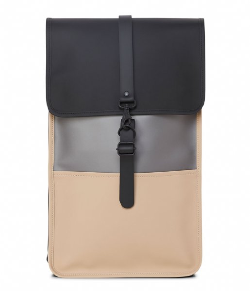 Rains Laptop Backpack Color Block Backpack black beige