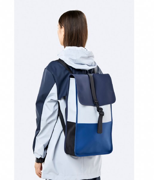 Rains Laptop Backpack Color Block Backpack 15 Inch blue ice grey